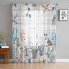 Thanksgiving Pumpkin Starfish Shell Coral Wood Sheer Curtains for Kids Bedroom Living Room Voile Window Curtains Tulle Drapes