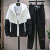 Men's Summer Casual Hooded Sports Suit - Youth Fashion, Lightweight, and Trendy Two-Piece Jacket Set In Large Size.