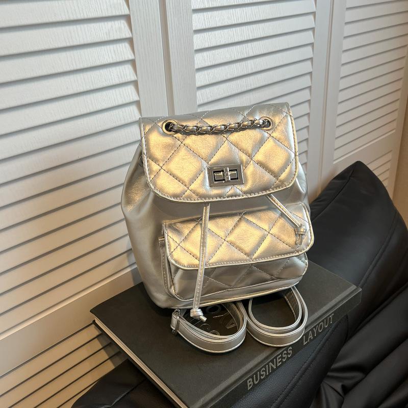 Рюкзак-цепочка ромбовидной формы, женский нишевый дизайн, модная сумка-ведро, повседневный корейский вариант, школьный рюкзак премиум-класса для путешествий