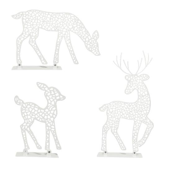 Рождественское светящееся украшение в виде оленя, светодиодная подсветка, 2D железная семья оленей для двора, патио, лужайки, сада, домашнего декора для рабочего стола