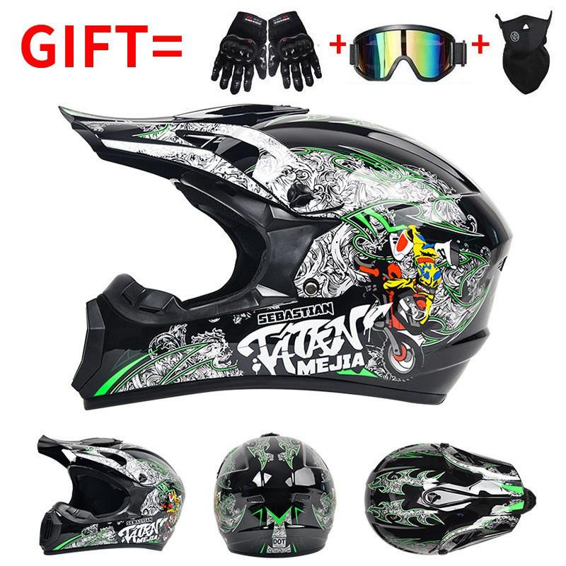 DOT Certified Full Face Off-Road Motorcycle Helmet Dirt Bike ATV Trail Riding Safety Gear