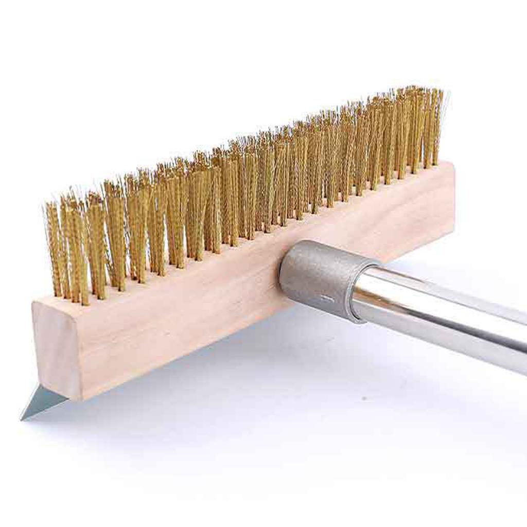 Pizza Oven Cleaning Brush Grill Cleaning Tool with Scraper for Home Kitchen and Commercial Use Long Handle Design
