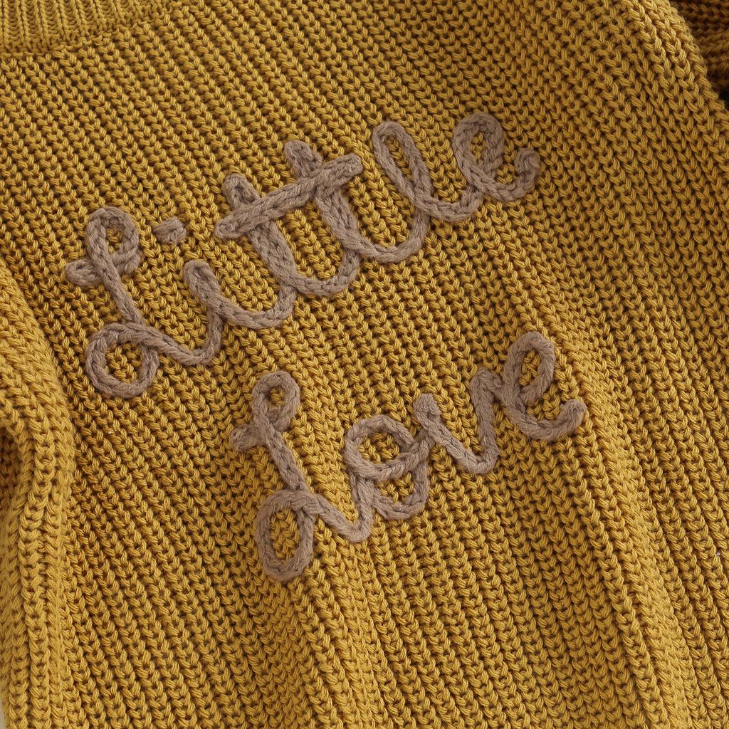 Свитер для девочки, длинный рукав, круглый вырез, буквы, зимний теплый вязаный свитер, одежда для младенцев