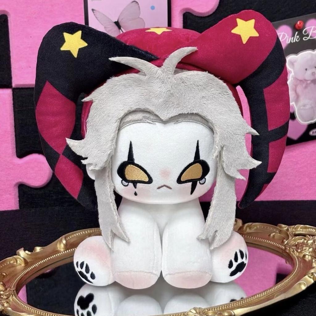 Anime The Freak Circus Pierrot Long Ears Hat 20cm Sitting Posture Figures Pillow Soft Body Mascot Plushies Pillow Sofa Cushion