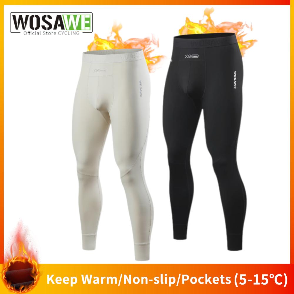 Wosawe Winter Motorcycle Thermal Underwear Sets Men Quick Dry Stretch Base Layers Compression Shirts and Pants Fitness Shapewear