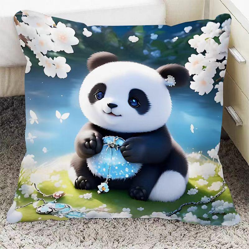 Квадратная наволочка с пандой, милая подушка, чехлы для диванных подушек, поясничная подушка для дома