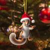 Yousheng Christmas Ornament 2D Acrylic Dog/Bear/Bee/Rabbit/Rooster Hanging Decoration Cartoon Animals Xmas Tree Pendant for Home Party Decor