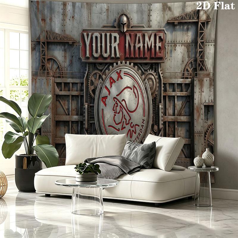 Custom Name,AFC Ajax Wall tapestry, aesthetic printed fabric blanket, suitable for bedroom, living room, and home decor.