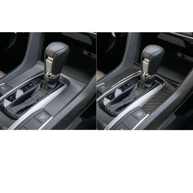 For Honda Civic 10th Gen 2016- Car Accessories Gear Base Door Panel Carbon Fiber Hardware Interior Trim Sticker Modification