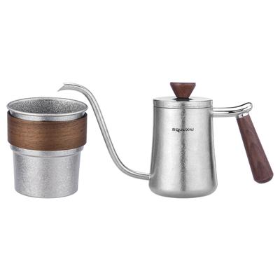 Чайник для заваривания кофе Ti Pour Over объемом 300 мл с изогнутой шеей и чашкой для воды объемом 300 мл для кемпинга на открытом воздухе