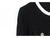 Women's French Socialite Mini Dress - Autumn/Winter, Contrasting White, Knit Waist-Hugging Style
