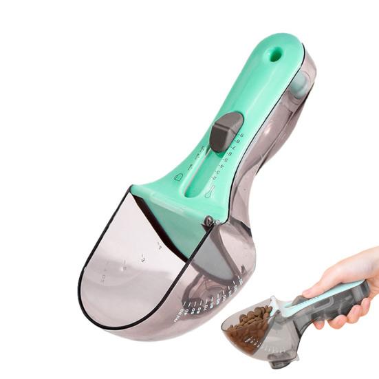 Мерная ложка для корма для домашних животных Регулируемая мерная кружка для корма для домашних животных с управлением Многофункциональная кухонная ложка для муки, кофе, сахара