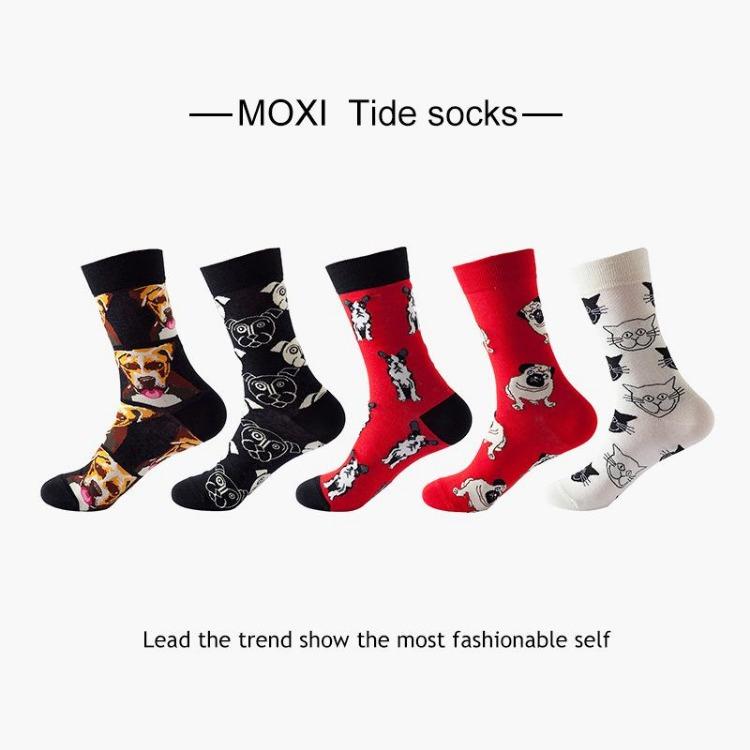 5 Pairs/Pack Couples Happy Funny Socks Cotton EU 37-43 Men Cartoon Fruits Flowers Animals Streetwear Harajuku Socks