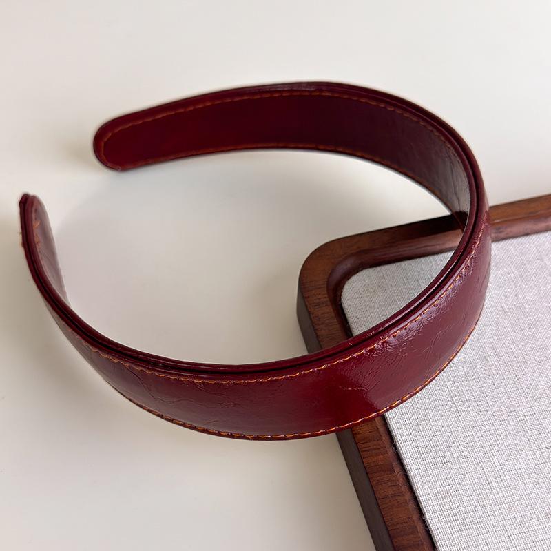 Обруч для волос во французском стиле, ретро кожаные широкие повязки на голову, женская повязка на голову, женский головной убор для умывания и макияжа, аксессуары для волос