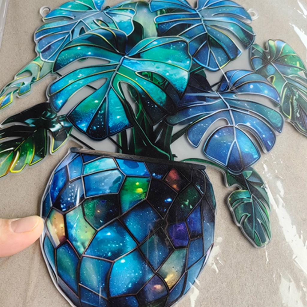 Art Flower Painted Window Decoration Hanging Acrylic Window Decoration Hanging, Creative Lighting Craft Pendant Light Home Decoration Hanging