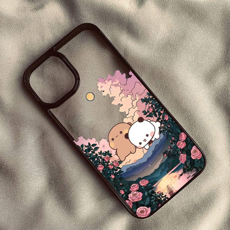Мультяшный чехол для телефона пара Bubu Dudu для iPhone 16 14 15 13 Pro Max 11 12Mini XS XR 7 8Plus Пейзажный Ударопрочный Прозрачный Чехол Capa