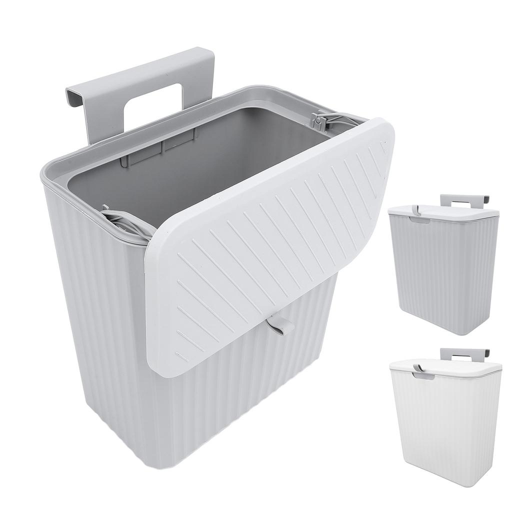 9L Kitchen Trash Can Wall Mounted with Lid Hanging Cabinet Door Trash Can for Kitchen Bathroom