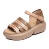 First Layer Cowhide Sandals Women's Summer 2025 New Leather Casual Retro Ethnic Style Velcro Platform Women's Shoes