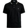 Polo Однотонная футболка с коротким рукавом на пуговицах Мужской топ Черный 710766488-004