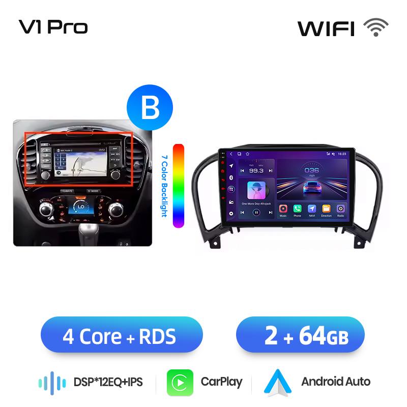 Junsun Wireless CarPlay Android Auto Car Radio For Nissan Juke F15 2010 2011 2012 2013 2014 Built-in Cooling Fan Android GPS Nav