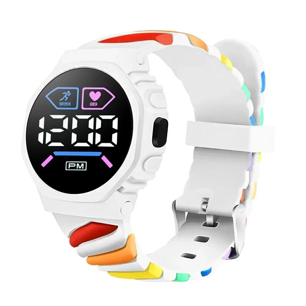 LED Digital Children Kids Watch Wristwatch for Boys Girls Waterproof Silicone Rainbow Kids Student Sport Electronic Watches