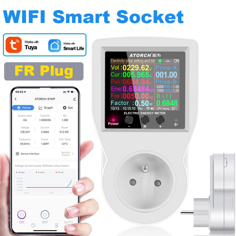AC 220V Tuya Smart Life WiFi Socket Digital Power Frequency Energy Meter Electric Time Controller Amp KWh Remote Switch Watmeter