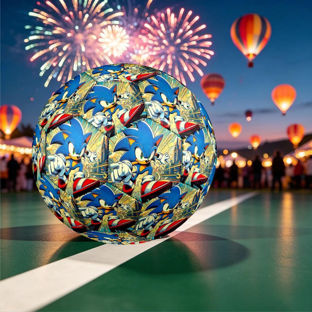 1pc Sonic the Hedgehog Pattern Football, Standard Size 5 Soccer Ball Stylish Sport Football for Competition Play and Training
