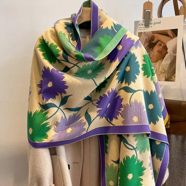 Толстый теплый зимний шарф, роскошный дизайн, принт лошади, женский кашемировый шаль из пашмины, женские шарфы с запахом, женский платок, одеяло, пончо