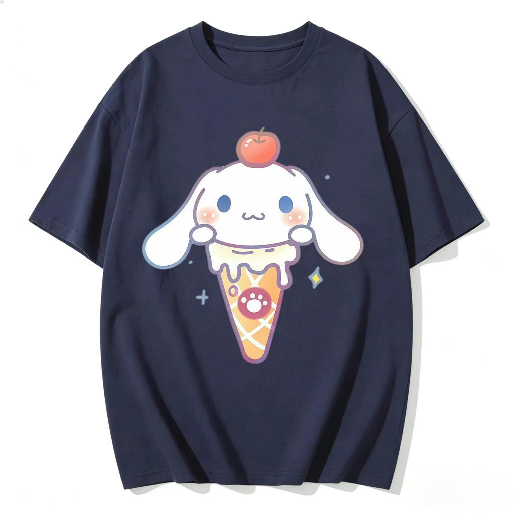 2026 Cinnamoroll Tee Soft Cotton Short Sleeve Crew Neck Cute Print Lightweight Summer Top for Women Daily Casual Wear
