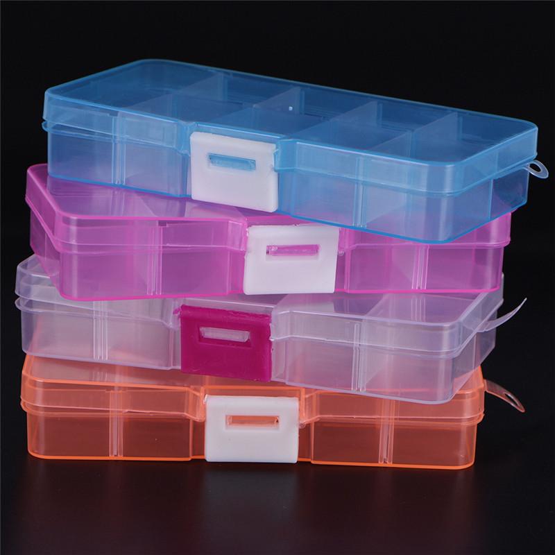 Plastic 10 Slots Adjustable Jewelry Storage Box Case Craft Organizer Beads