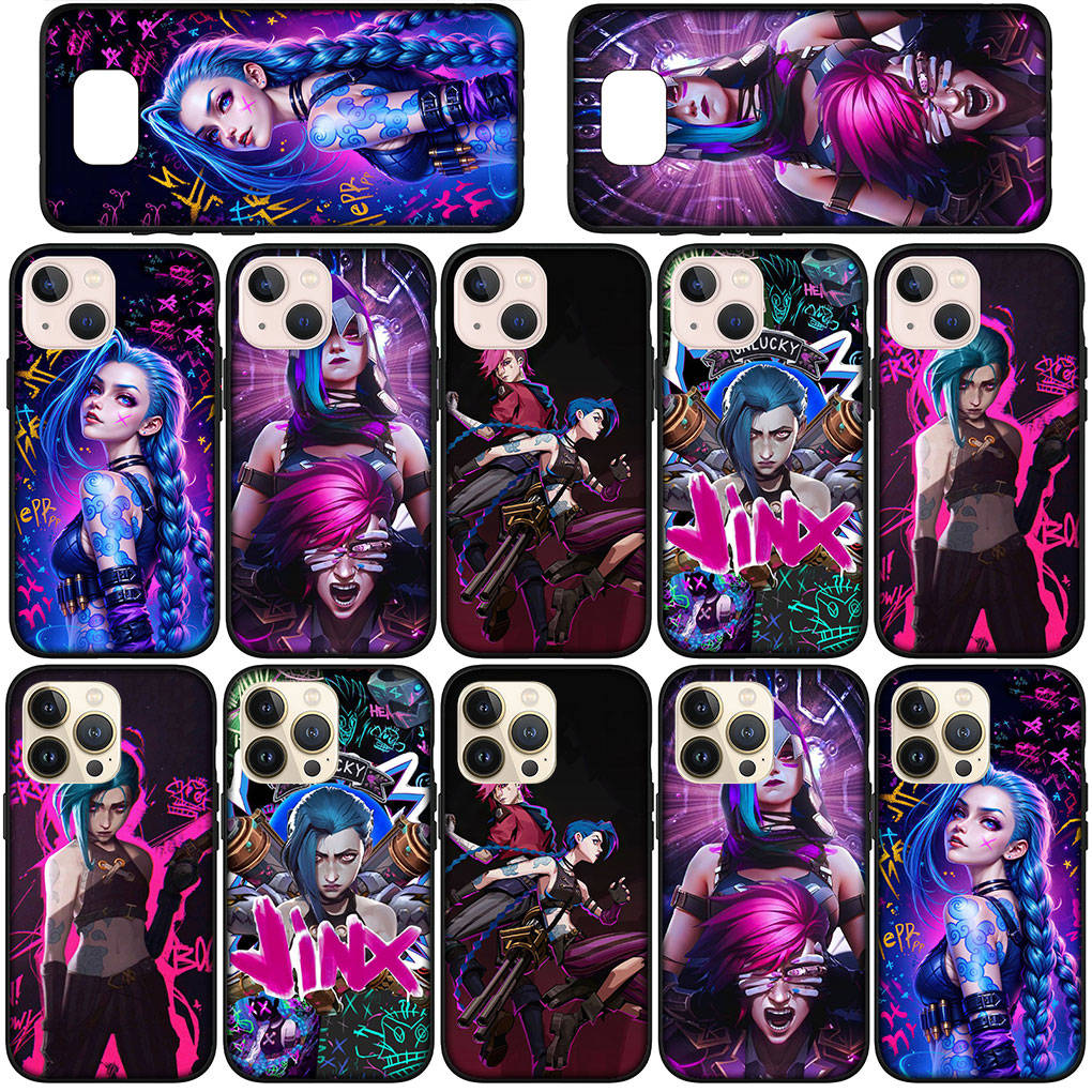 Для iPhone 16 15 Xiaomi Redmi Note 13 12 11 Pro Max X 9 14 Plus XR Samsung Galaxy A15 S24 S23 Huawei OPPO чехол Jayce аниме Arcanes Jinx Vi чехол для телефона