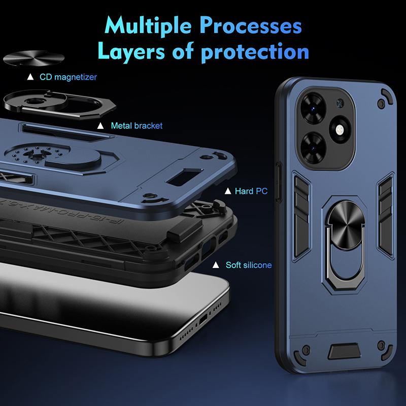 Роскошный противоударный чехол-броня для Tecno Spark G0 2022 2023 Spark G0 2024 Spark G0 2025 Мягкий бампер Автомобильный чехол с магнитным кольцом