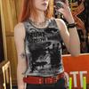 VAYLA Grunge Punk Tie Dye Eye Letter Graphic Tank Top Women Summer Y2K Clothes Casual Round Neck Sleeveless Crop Top Vest Streetwear