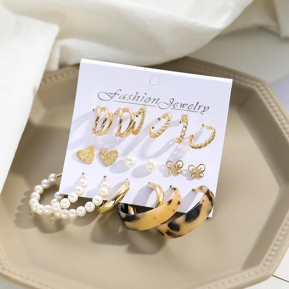 Модные элегантные серьги-кольца, комплект женских серег-гвоздиков с листьями бабочки, модные ювелирные изделия