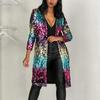 Women's European And American Style Colorful Sequins Mid-length Casual Gradient Cardigan Jacket