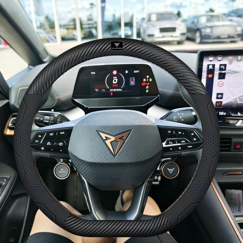 BFI1 Car Breathable Anti-Slip Suede Leather Steering Wheel Cover For Cupra Formentor Terramar Tavascan Ateca Born Leon ST IBIZA Raval