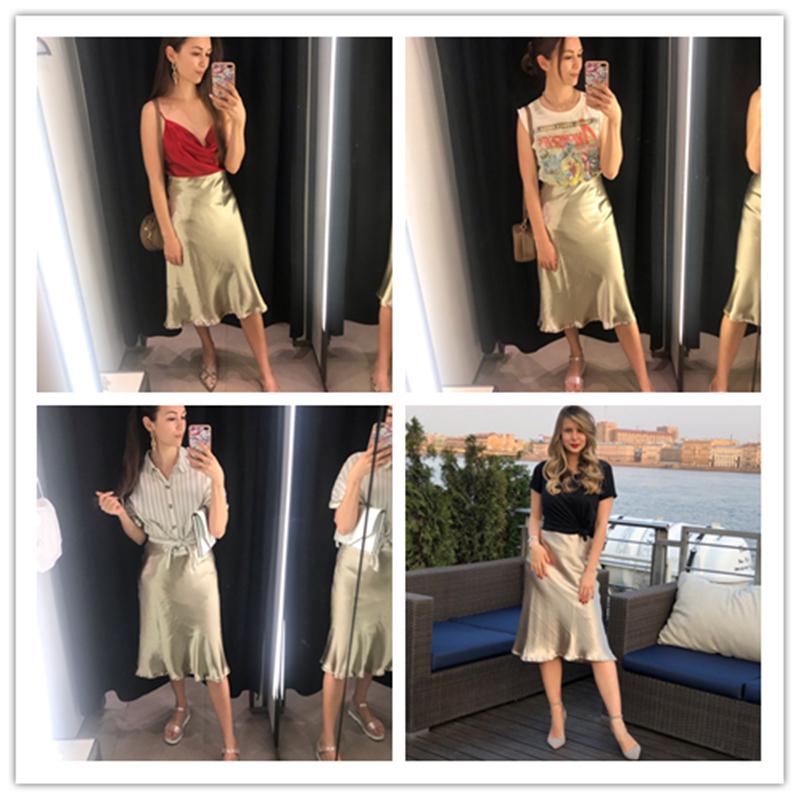 Женская глянцевая макси юбка металлических цветов