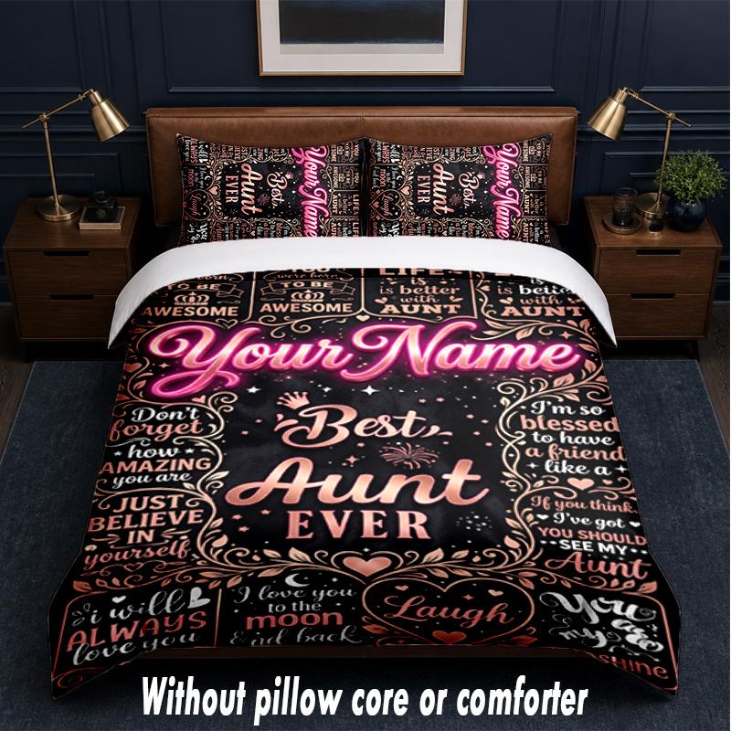 Other Similar Designs Theme Custom Text Or Name 3Pcs Bedding Set,1 Flat Sheet & 2 Pillowcases Personalized Home Bedding