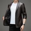 Осенняя мужская кожаная куртка большого размера, кожаная куртка для костюма, куртка из овчины для мужчин среднего возраста больших размеров