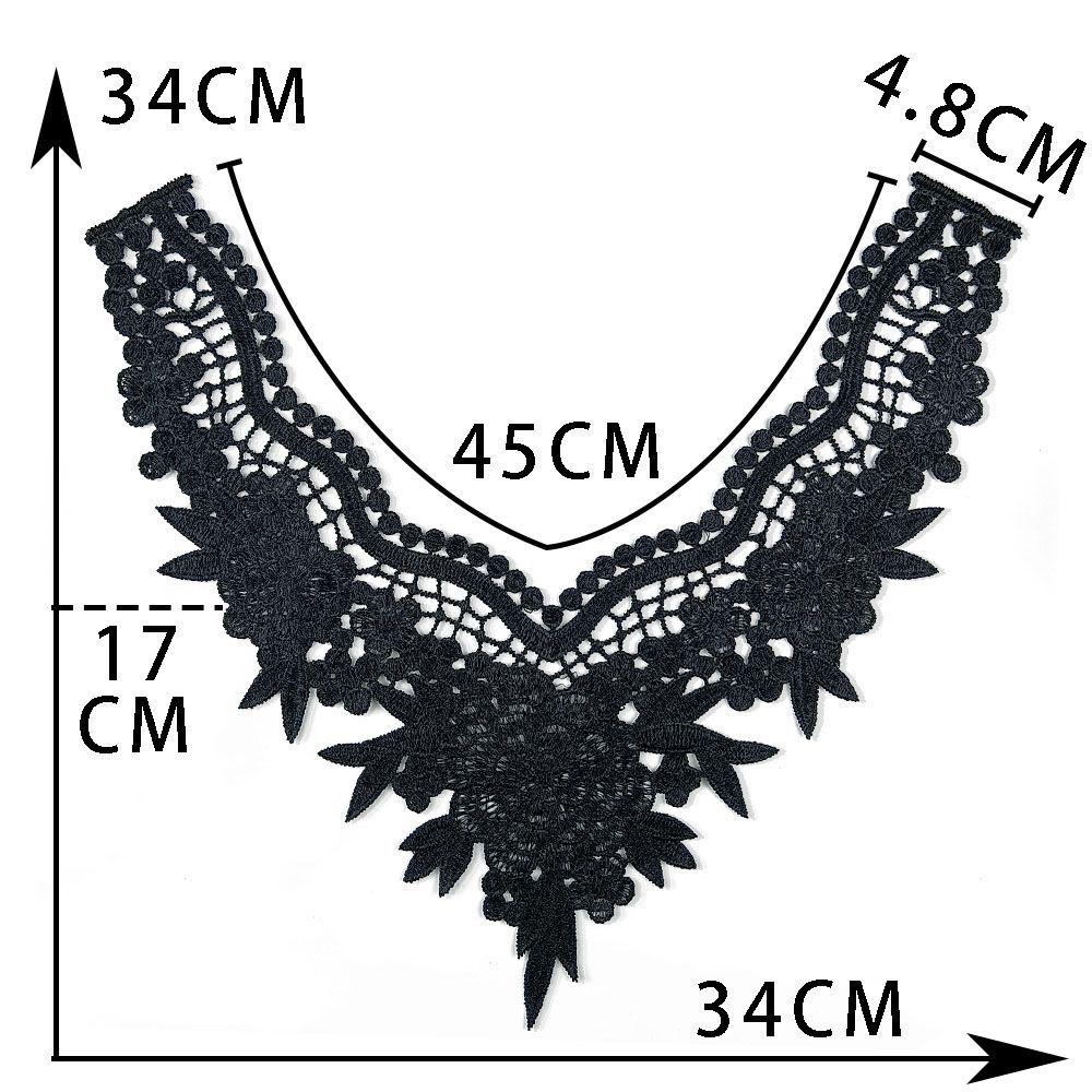 Black & White Polyester Embroidered Lace Collar for DIY Cheongsam Dress Crafting