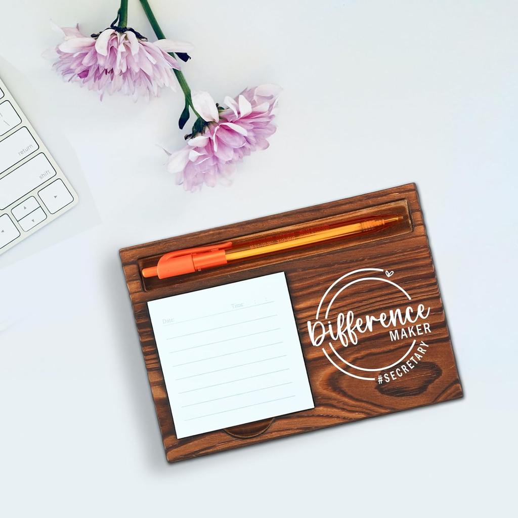 Secretary Difference Maker Self-Stick Note Pad Holder Gift for Administrative Professionals and Office Assistants, Durable and Stylish Desk