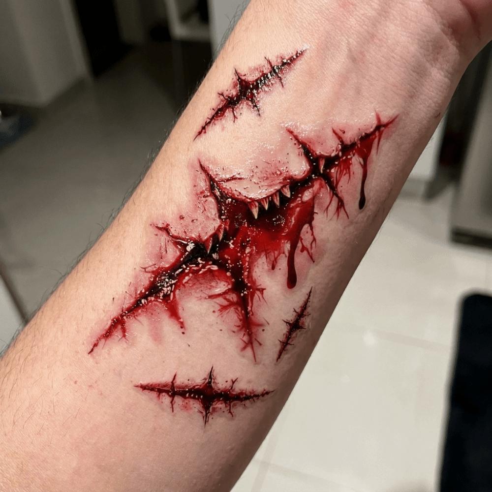 5PCS/SET Long-Lasting Bloody Scar Tattoos Decals Halloween Fake Wound Stickers Film Props