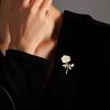 Women Brooch Hollow 3D Rose Flower Design Alloy Pin Suits Coats Sweaters Badge Commuting Dating