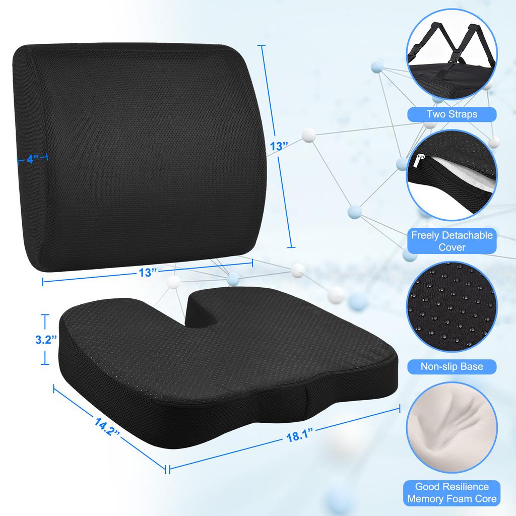 Aoresac Подушка сиденья/подушка для поддержки поясницы с регулируемым ремнем-подушки для стула от боли в ишиасе