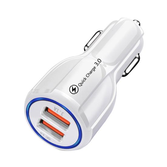 USB Charger 12/24V Universal LED Indicator Dual Port Fast Charging QC3.0 Bowling Car Charger for Automobile