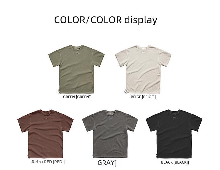 Мужская модная ретро-футболка из стираного хлопка с коротким рукавом