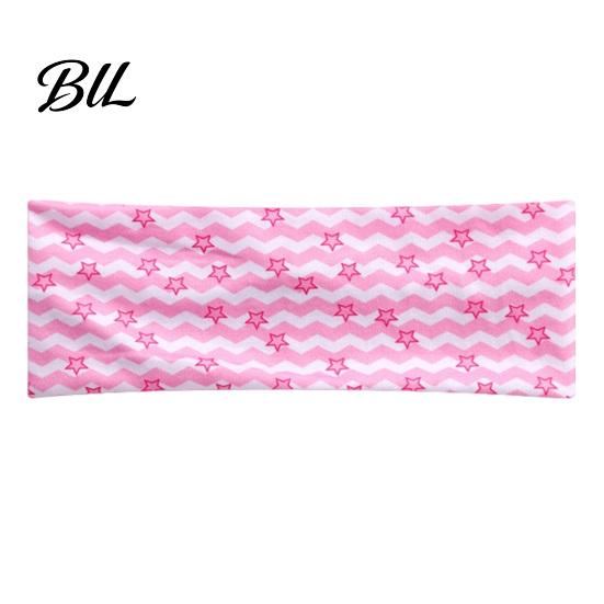 Stretchy Polyester Sweat Bands Elastic Wide Headband for Women, Non-Slip Hair Band with Star Fitness Workout Headbands Wave Print Yoga Running Sports