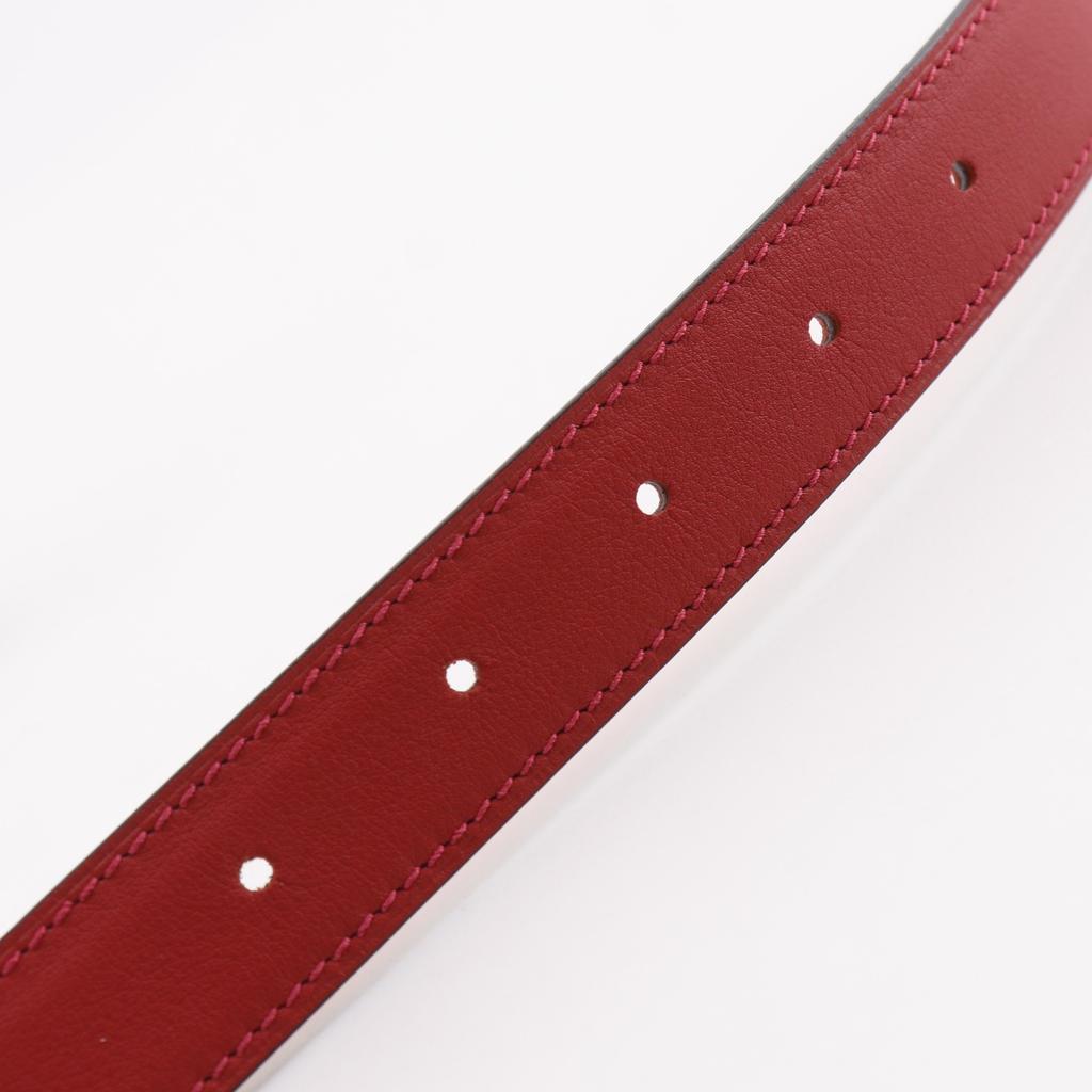 HERMES Rival belt reversible Red Swift/Epsom/metallic unisex Used