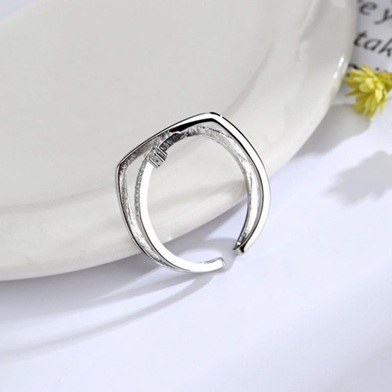 Korean Zircon Ring Personality Cross Open Adjustable Finger Rings for Women Silver Jewelry Accessories Party Gift