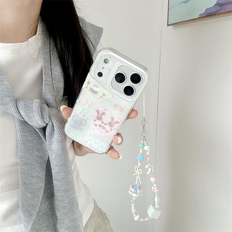 High-End Glitter Rabbit Elephant Phone Case for iPhone 17, 16 Pro Max, 15, 14